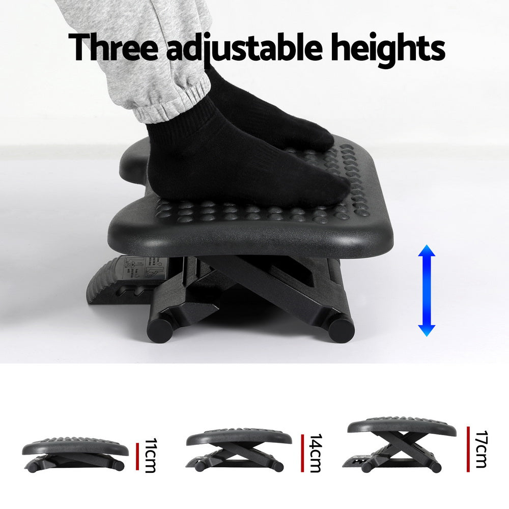 Artiss Foot Rest Stool Office Under Desk Angle Adjustable Footrest Massage Black-5