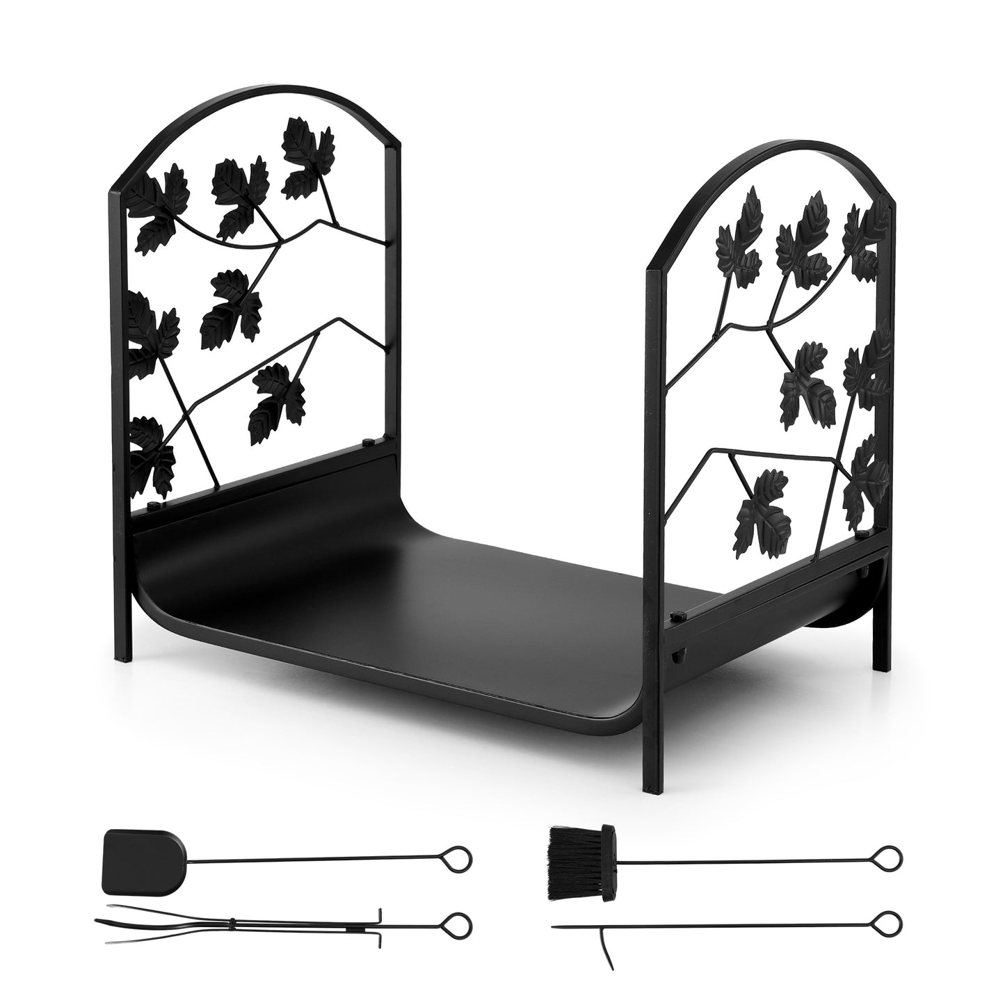 Gardeon Firewood Rack 48cm Wood Rack Firewood Storage Indoor Outdoor Black-0