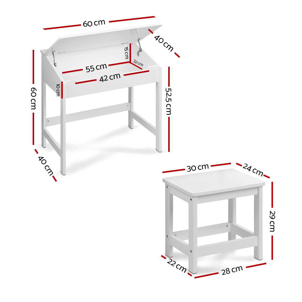 Keezi 2PCS Kids Table and Chairs Set Activity Children Playing Toys Study Desk-1