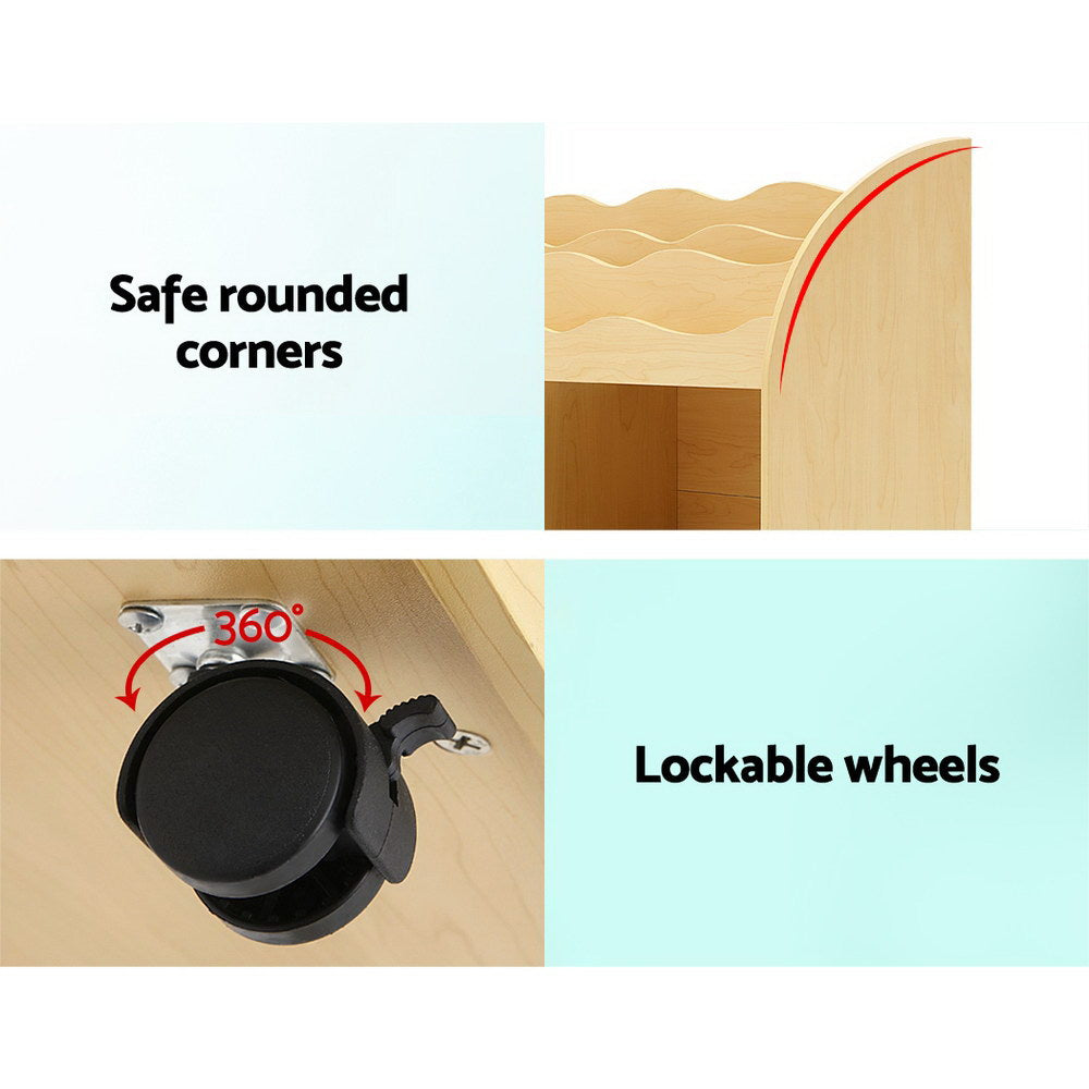 Keezi 3 Tiers Kids Bookshelf Storage Children Bookcase Toy Box Organiser Display-4