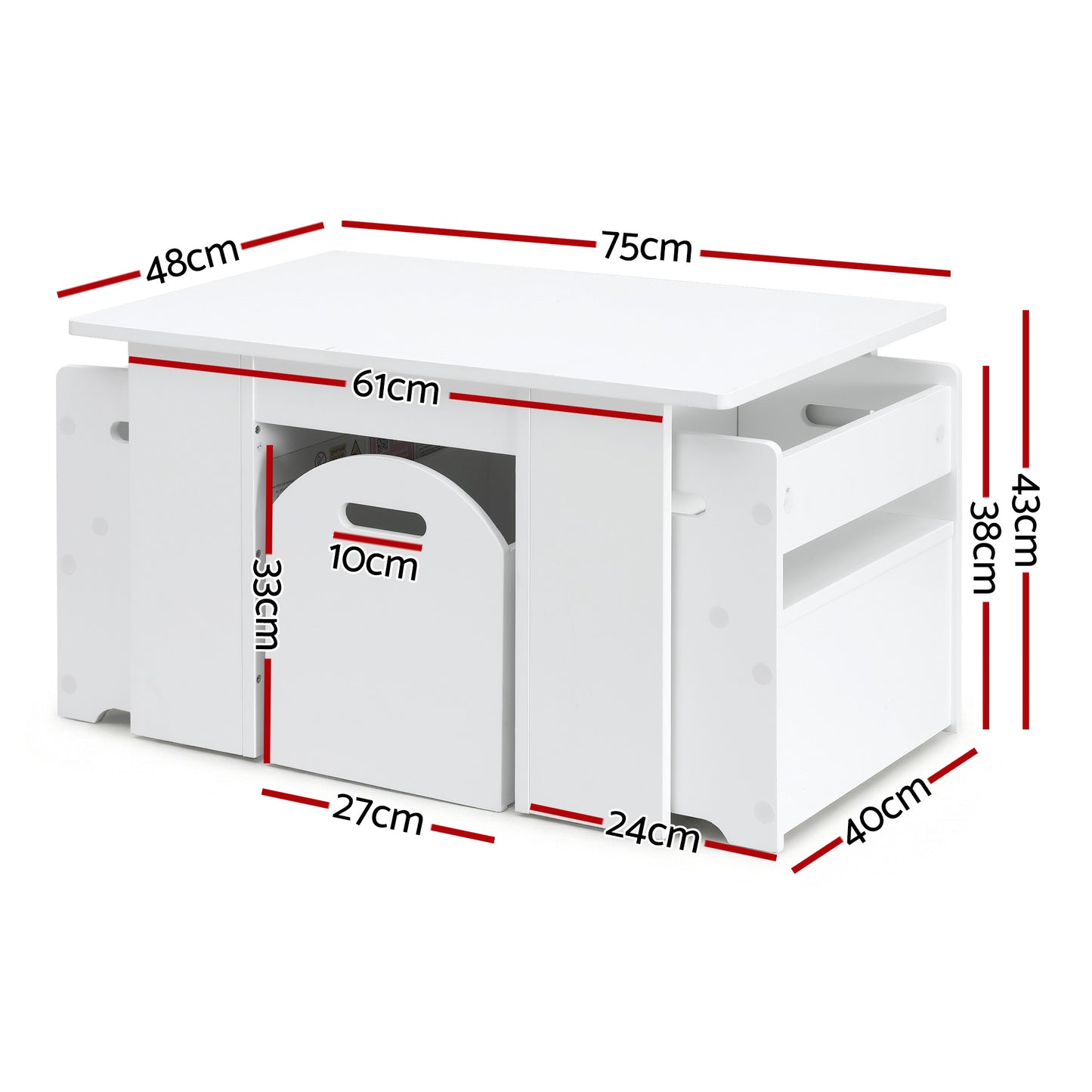 Keezi 3PCS Kids Table and Chairs Set Storage Toys Play Activity Desk-1