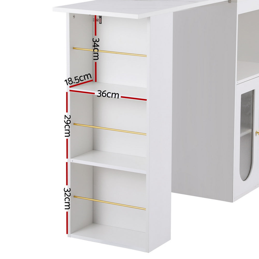 Artiss Bar Table Storage Cabinet Dining Wine Rack Home Office Desk Extendable-2