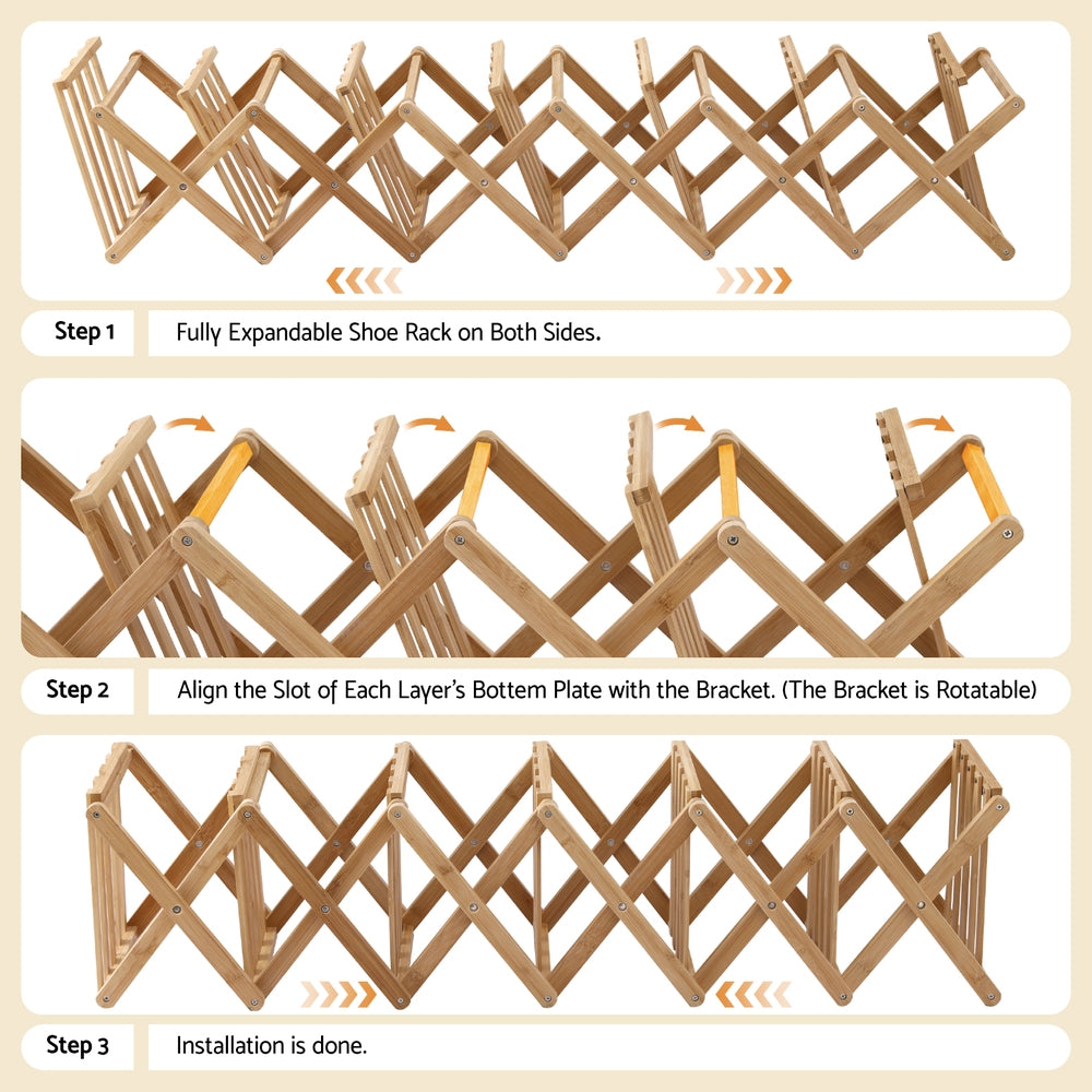 Artiss 7 Tier Bamboo Foldable Shoe Rack Organizer Entryway-6