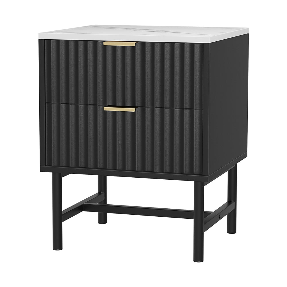 Artiss Bedside Table 2 Drawers - Black-6
