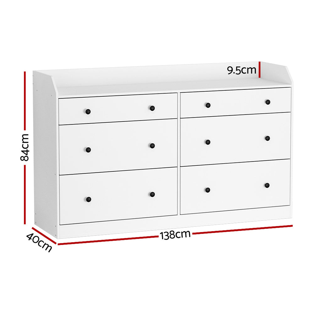 Artiss 6 Chest of Drawers - PETE White-1