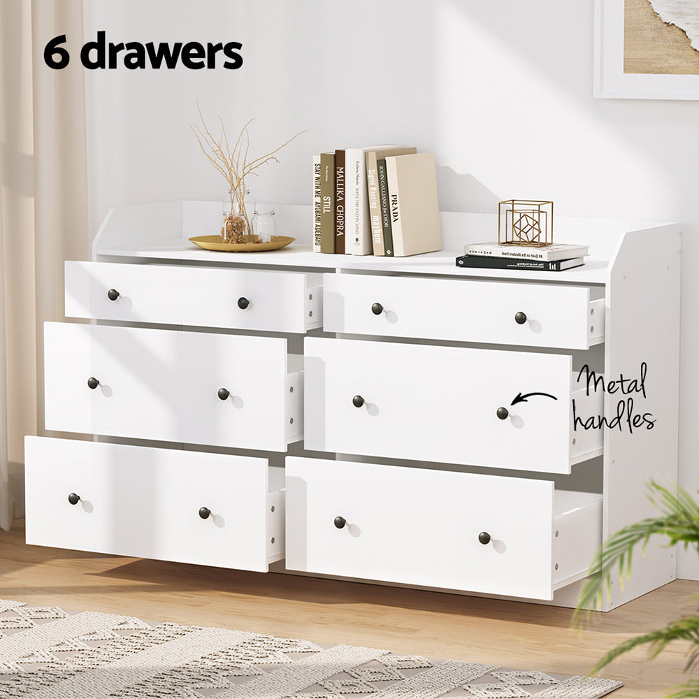 Artiss 6 Chest of Drawers - PETE White-4