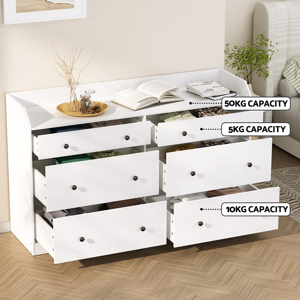 Artiss 6 Chest of Drawers - PETE White-5