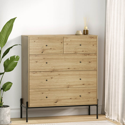 Artiss 5 Chest of Drawers - ARNO Pine-0
