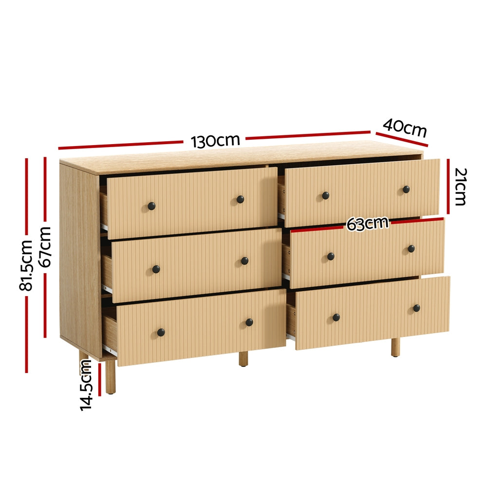 Artiss 6 Chest of Drawers Tallboy Cabinet - RUTH Pine-1