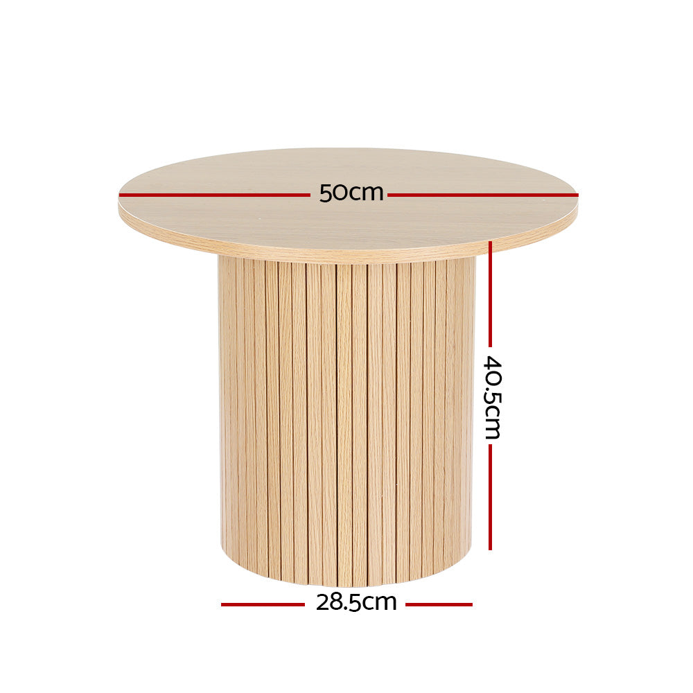 Artiss Coffee Table Round Fluted Base PIIA-1