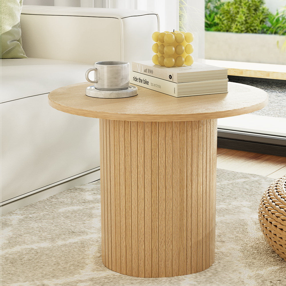 Artiss Coffee Table Round Fluted Base PIIA-4