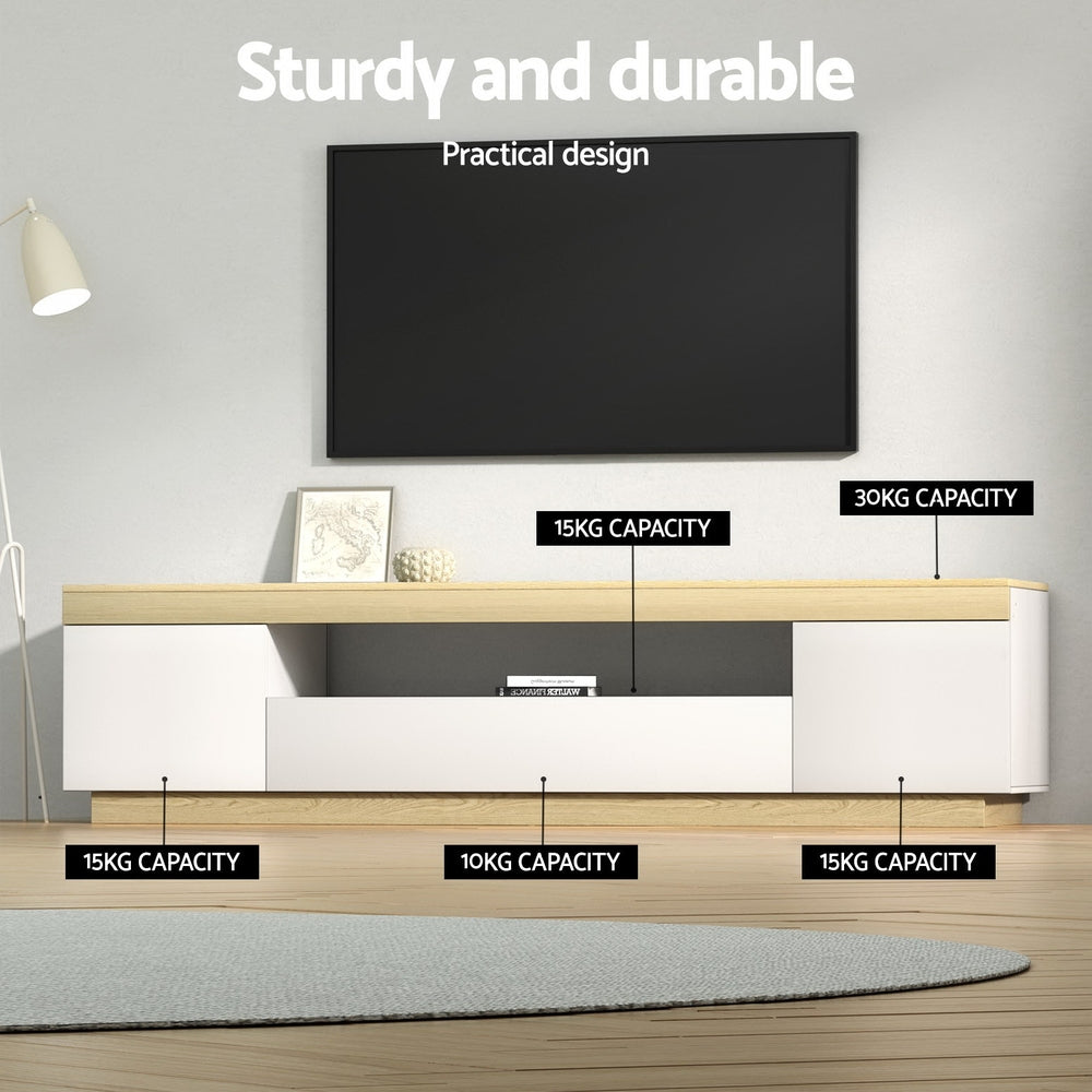 Artiss TV Cabinet Entertainment Unit Stand 180CM White Wood-5