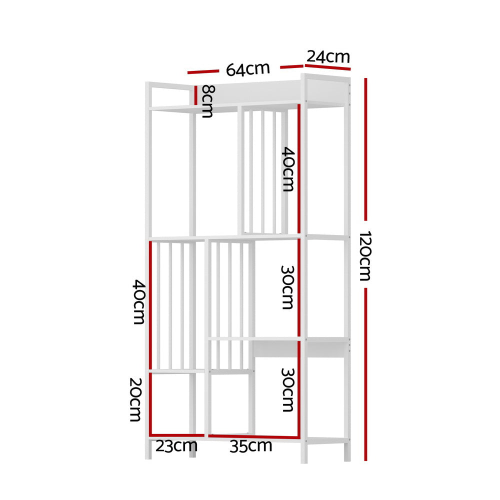 Artiss Bookshelf Display Shelves 5 Tiers 120cm White-1