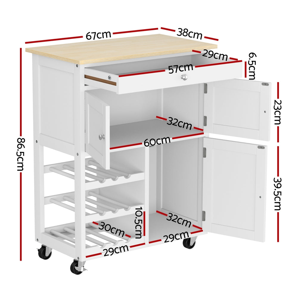 Artiss Kitchen Island Trolley Rolling Serving Cart Storage Cart Drawer Cupboard-2