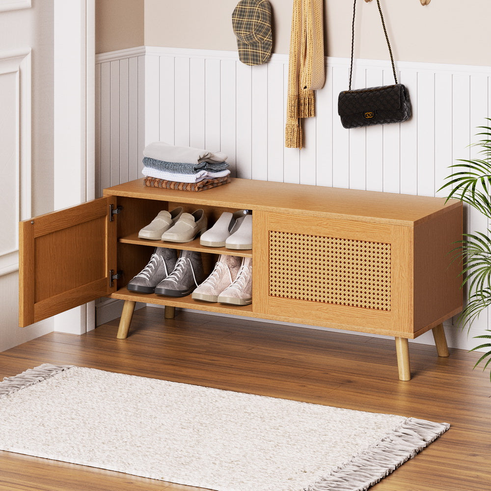 Artiss Shoe Rack Bench Up to 10 Pairs Rattan Starlyn-6