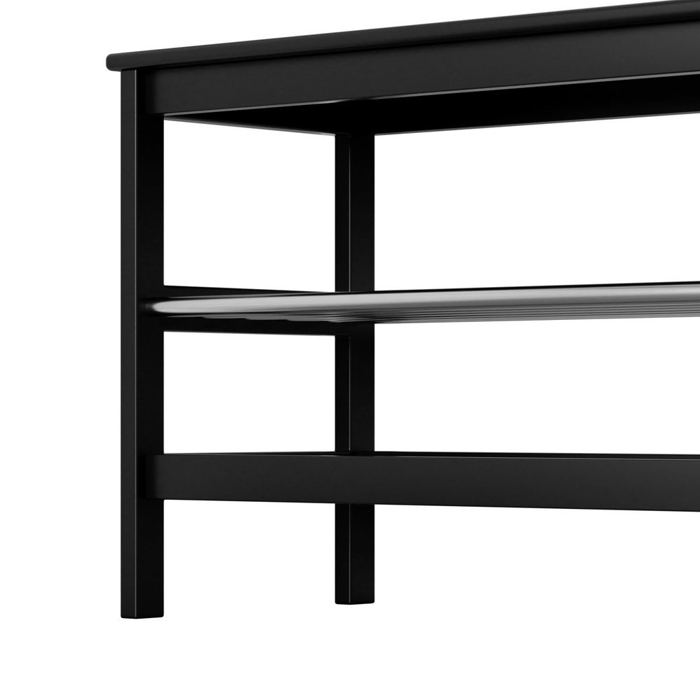 Artiss Shoe Rack Cabinet Bamboo Bench 10 Paris Black-2