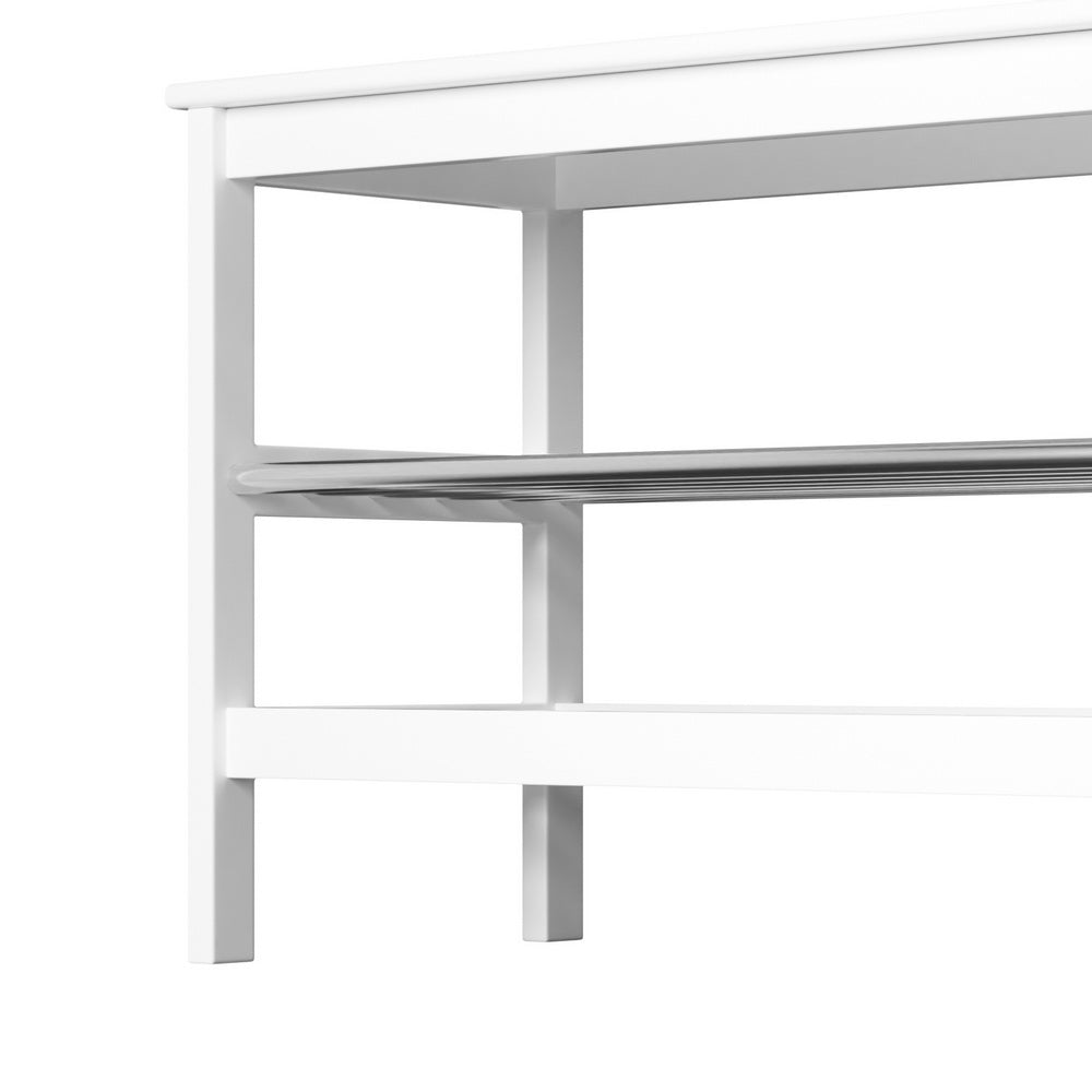 Artiss Shoe Rack Cabinet Bamboo Bench 10 Paris White-2