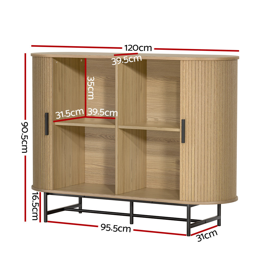 Artiss Buffet Sideboard Cupboard Cabinet Sliding Doors Pantry Storage Oak PIIA-1