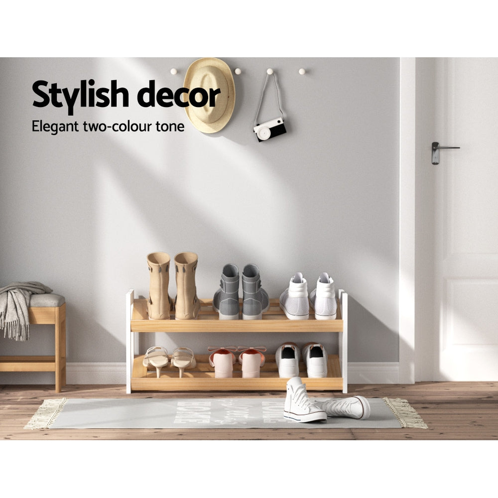 Artiss Shoe Rack 2 Tier 6 Pairs White Kara-3