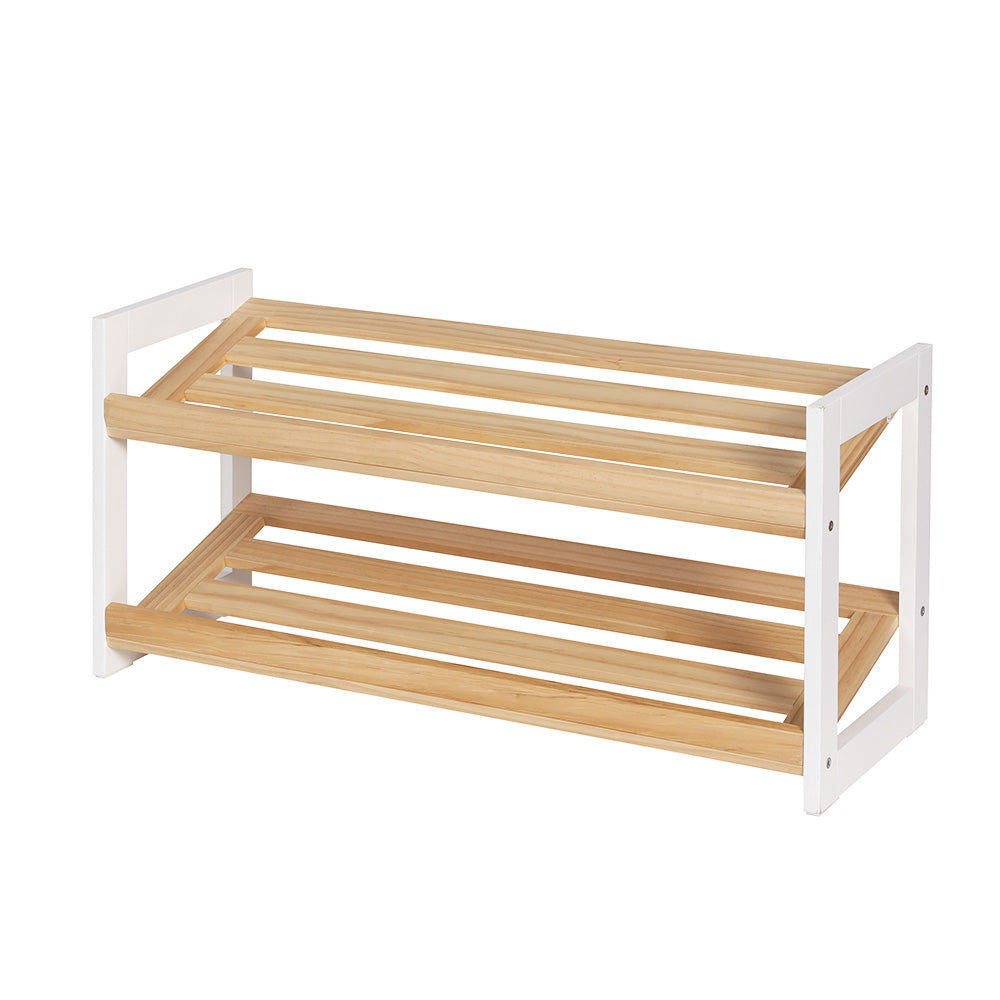 Artiss Shoe Rack 2 Tier 6 Pairs White Kara-0