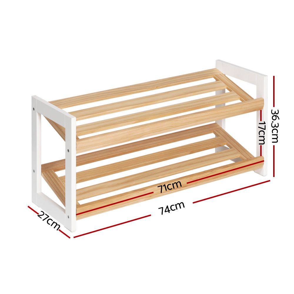 Artiss Shoe Rack 2 Tier 6 Pairs White Kara-1