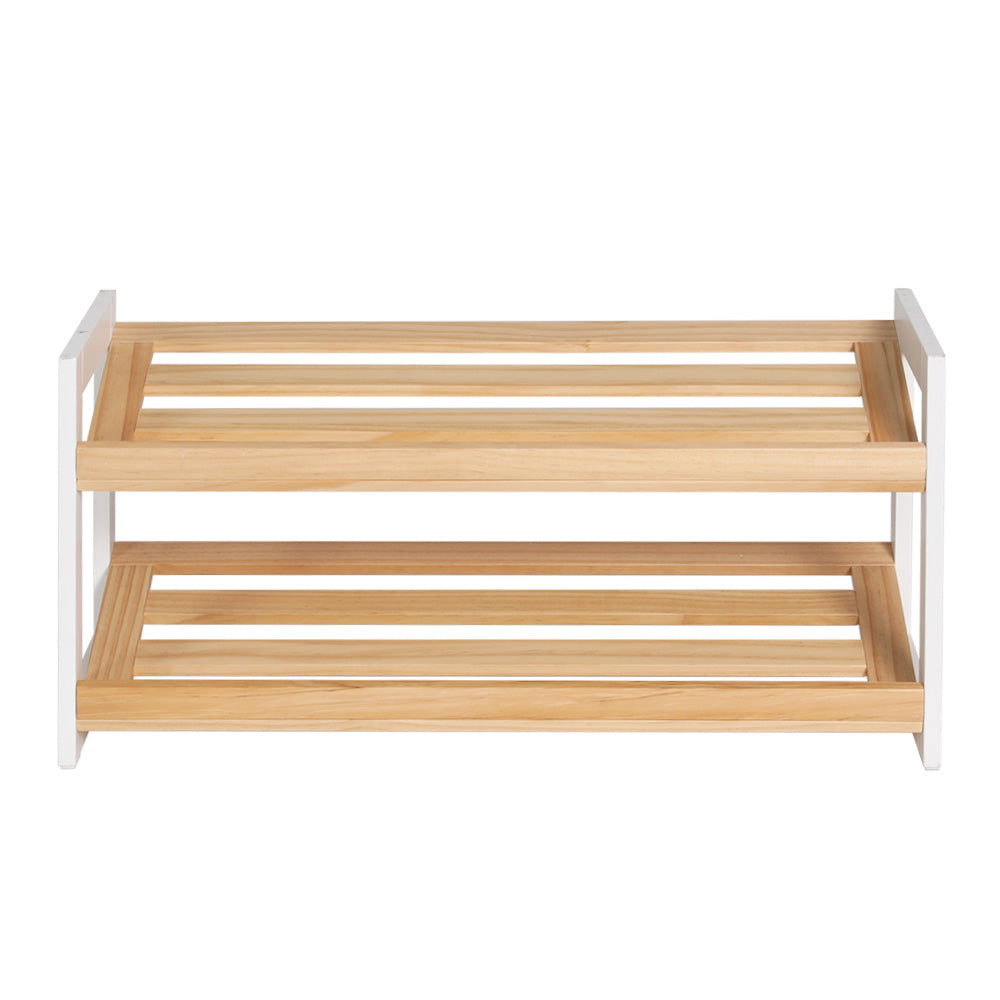 Artiss Shoe Rack 2 Tier 6 Pairs White Kara-2