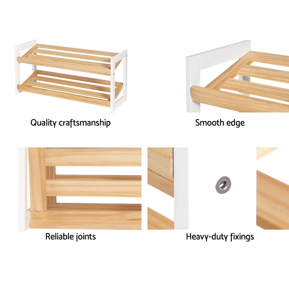 Artiss Shoe Rack 2 Tier 6 Pairs White Kara-3