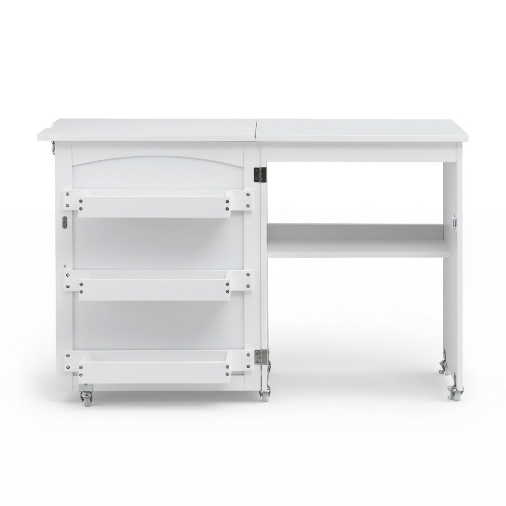 Artiss Folding Sewing Table Sewing Machine Desk Multi-functional Rolling Work Table Craft Station-3