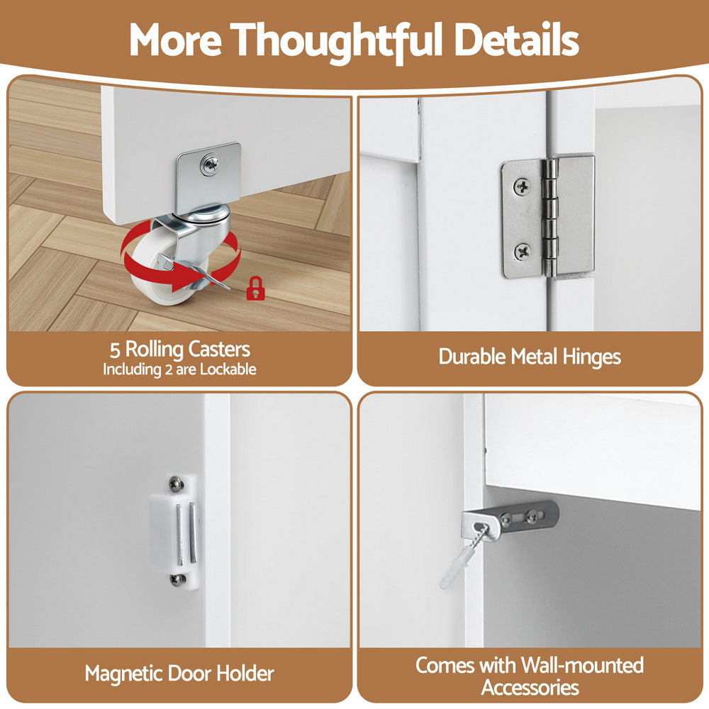 Artiss Folding Sewing Table Sewing Machine Desk Multi-functional Rolling Work Table Craft Station-6