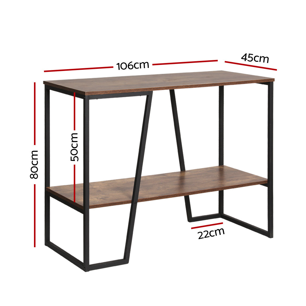 Artiss Console Table 106CM 2-tier Walnut Cora-1