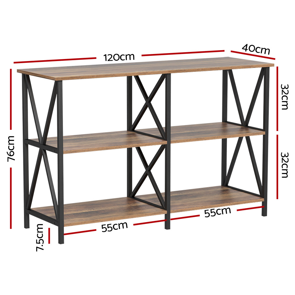 Artiss Console Table 120CM 3-tier Walnut Xiah-1