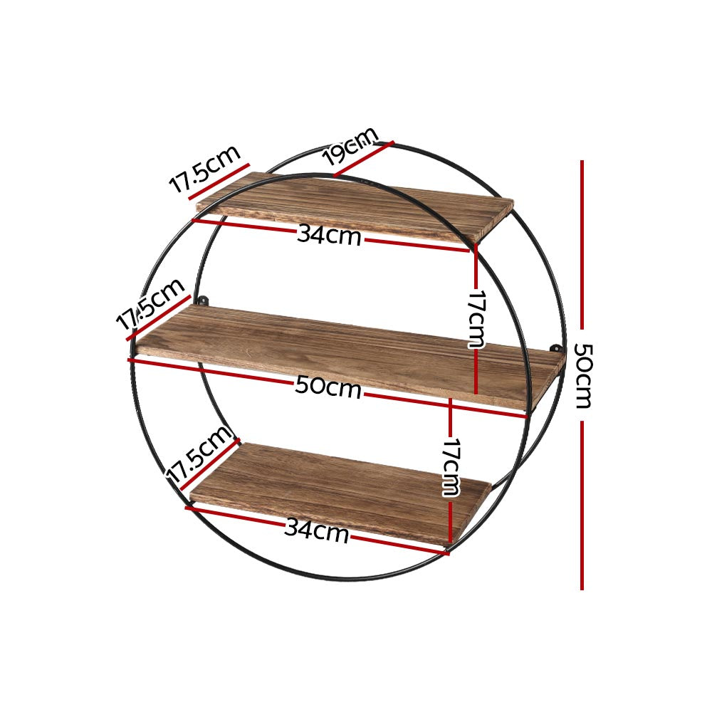 Artiss Floating Wall Shelf Round 3-Tier-1