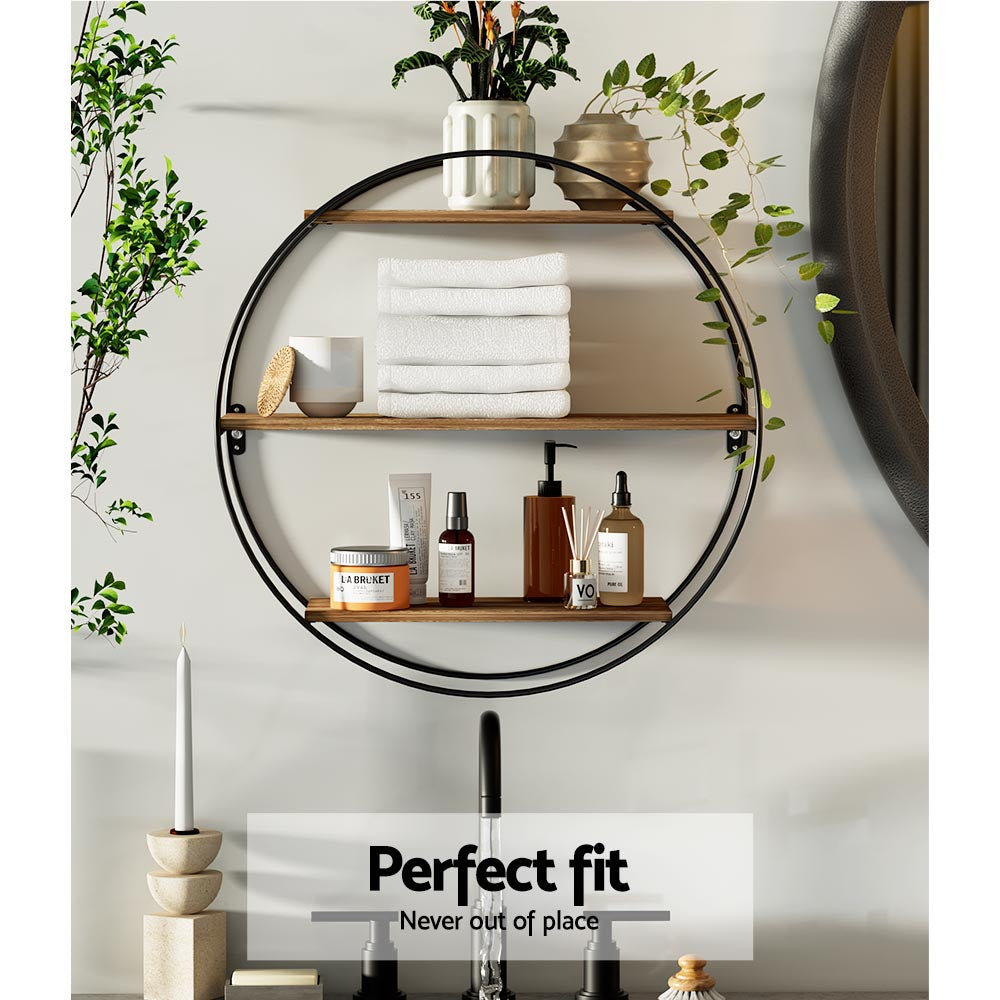 Artiss Floating Wall Shelf Round 3-Tier-5