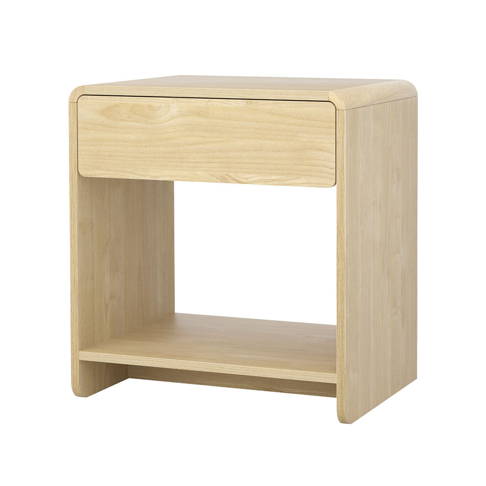 Artiss Bedside Table Drawer Open Shelf Pine-0