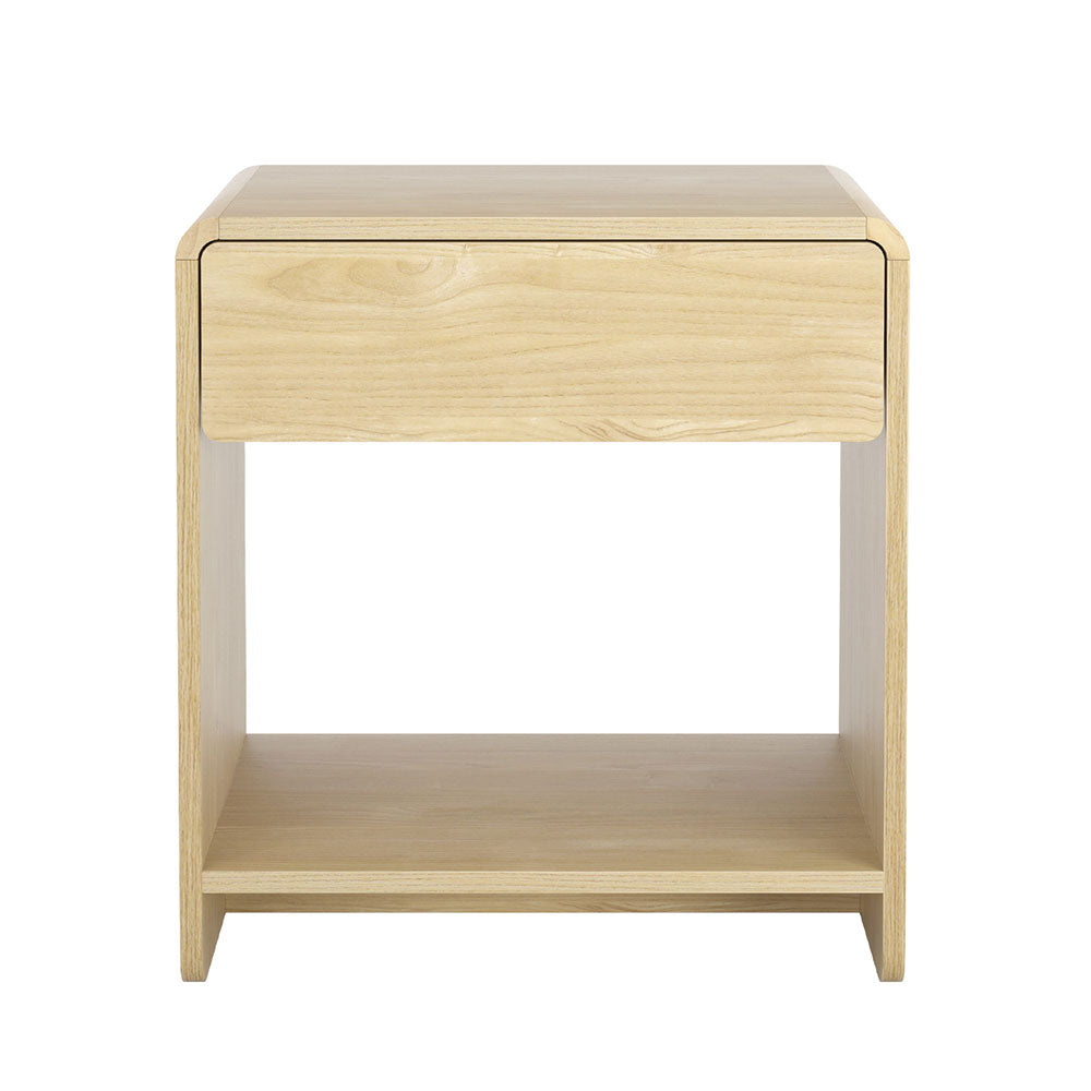 Artiss Bedside Table Drawer Open Shelf Pine-2