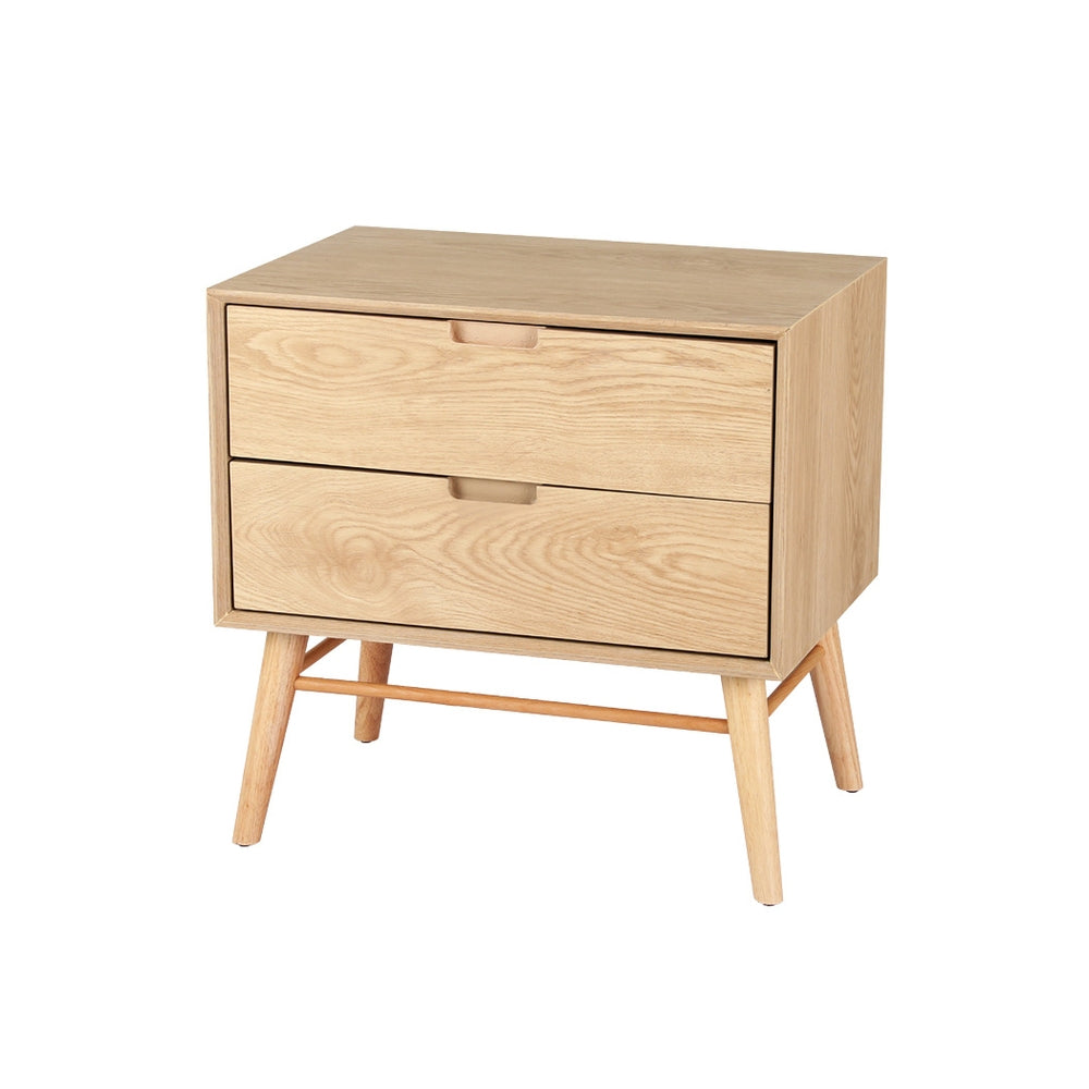 Artiss Bedside Table Drawers Side End Table Storage Cabinet Nightstand Oak GINO-0