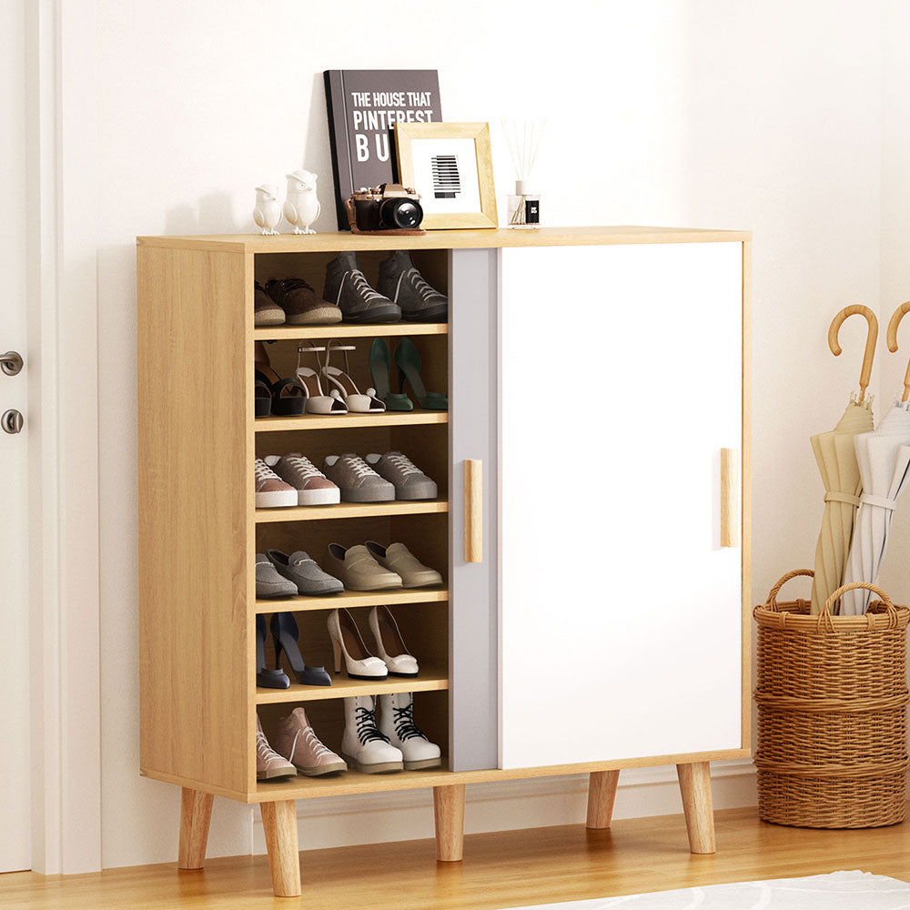 Artiss Shoe Cabinet 30 Pairs Sliding Doors-6