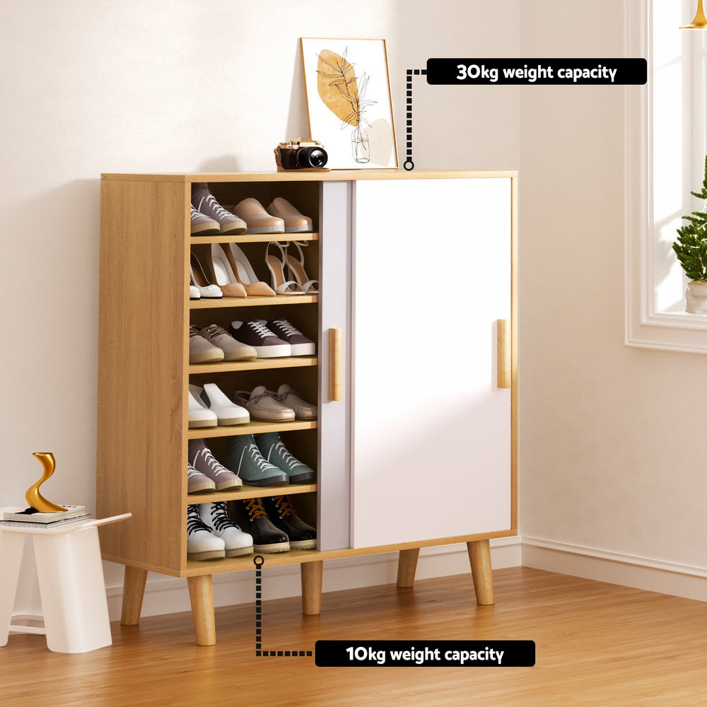 Artiss Shoe Cabinet 30 Pairs Sliding Doors-5