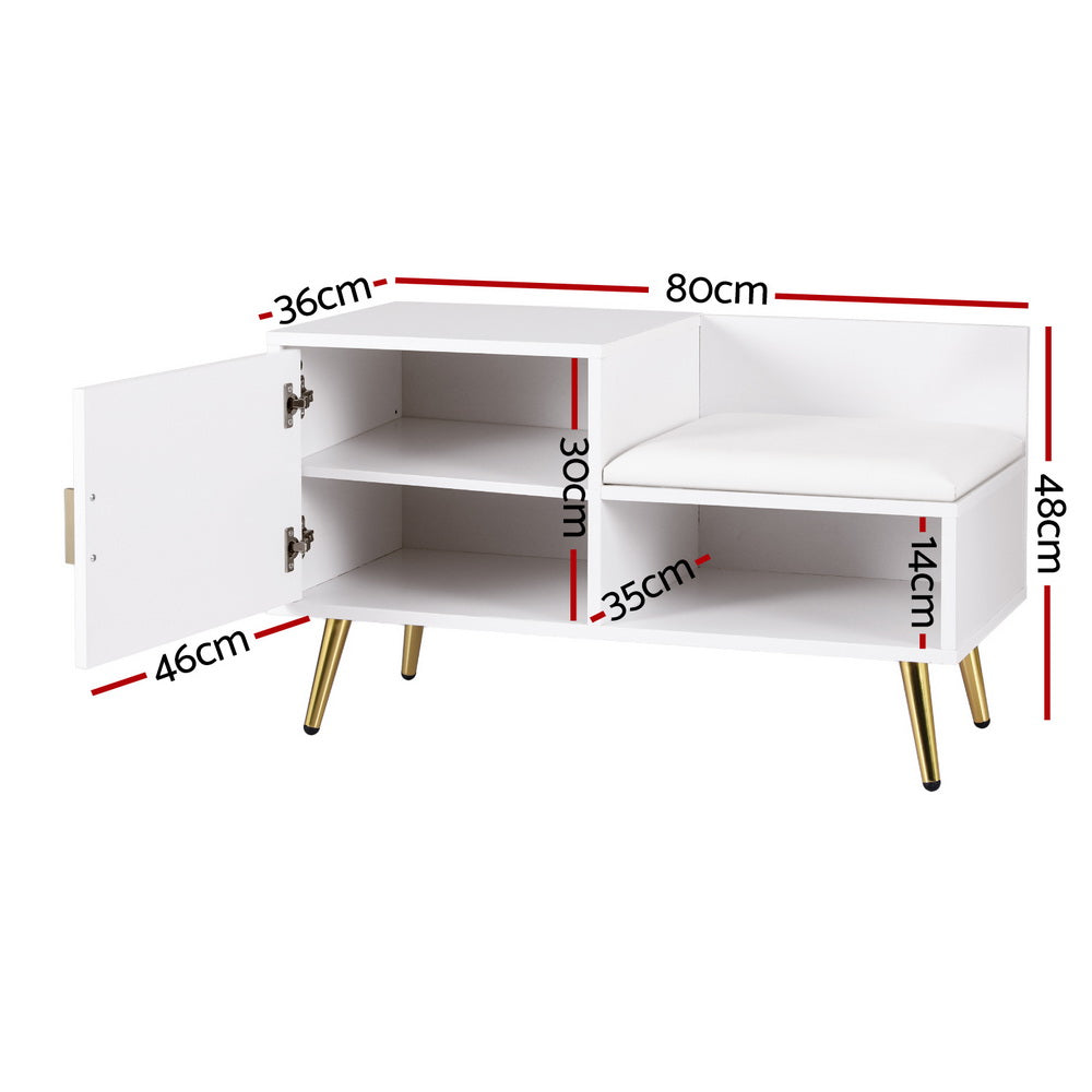 Artiss Shoe Rack Cabinet Bench 6 Pairs White-1