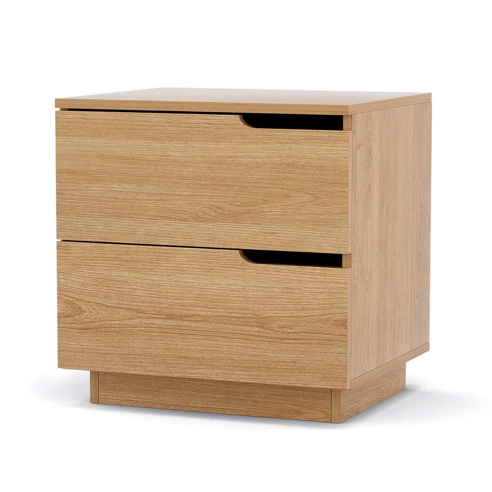 Artiss Bedside Table 2 Drawers Nightstand Pine-6