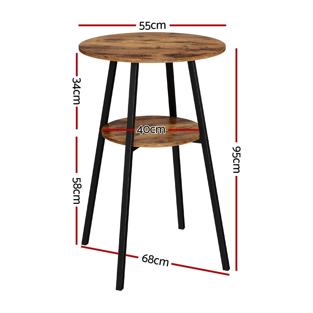 Artiss Industrial Bar Table with 2-Tier Organizer Weather-Resistant MDF Top Steel Frame-1