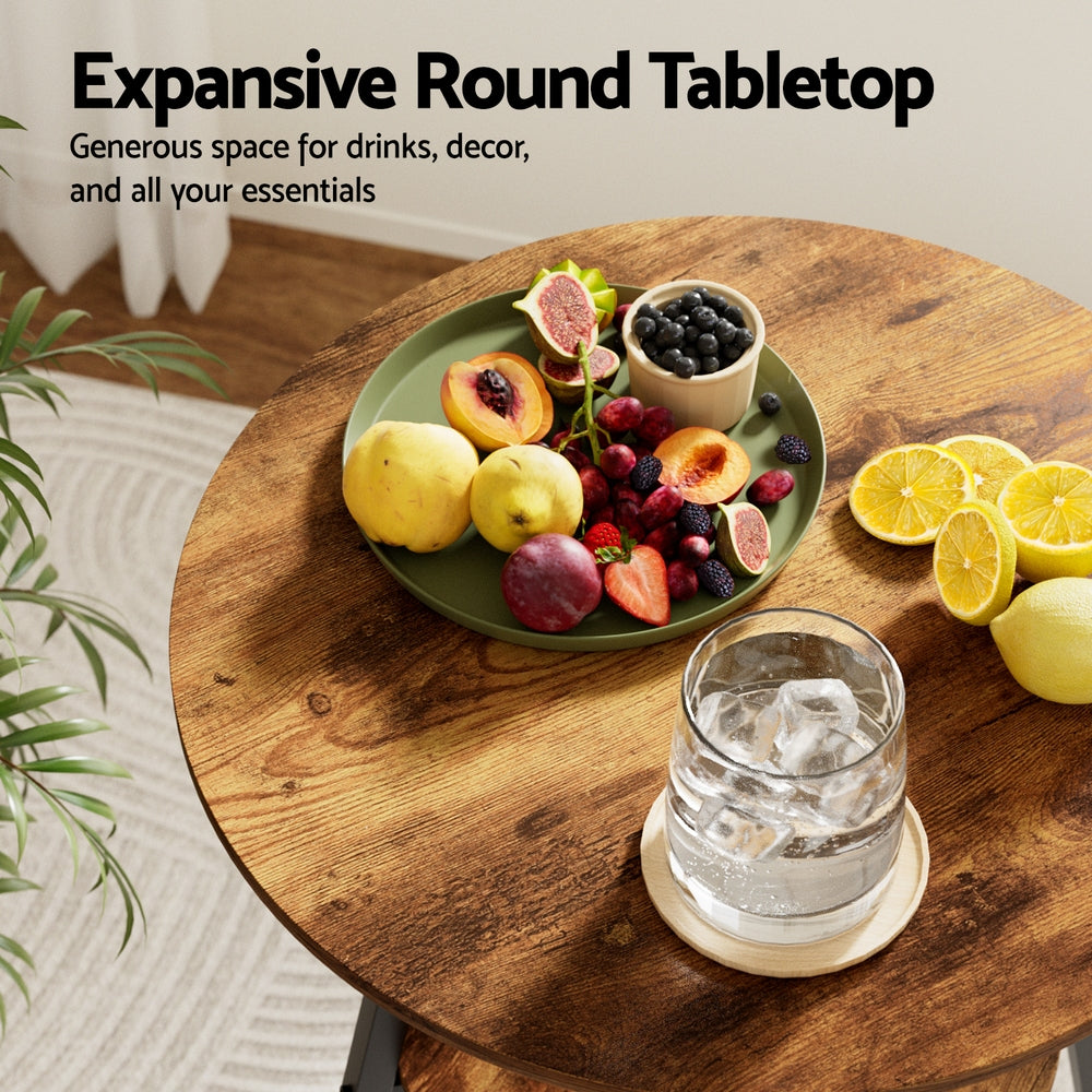 Artiss Industrial Bar Table with 2-Tier Organizer Weather-Resistant MDF Top Steel Frame-4