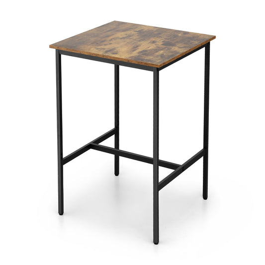 Artiss Bar Table Counter Kitchen Dining Desk Pub 60x92cm Vintage Metal Walnut-0
