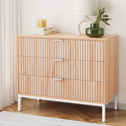 Artiss 3 Chest of Drawers  - LURA Pine-0