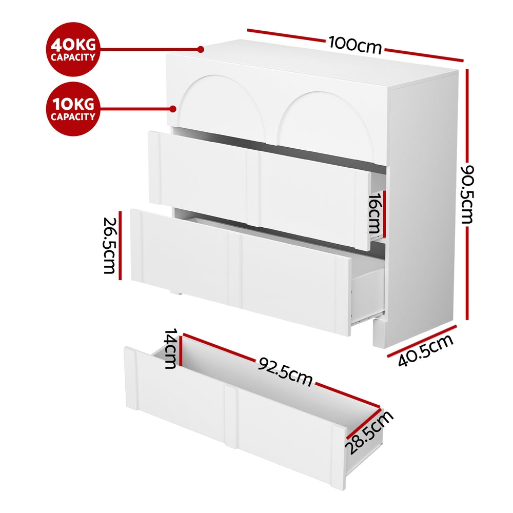 Artiss 3 Chest of Drawers Lowboy Dresser Cabinet White-2
