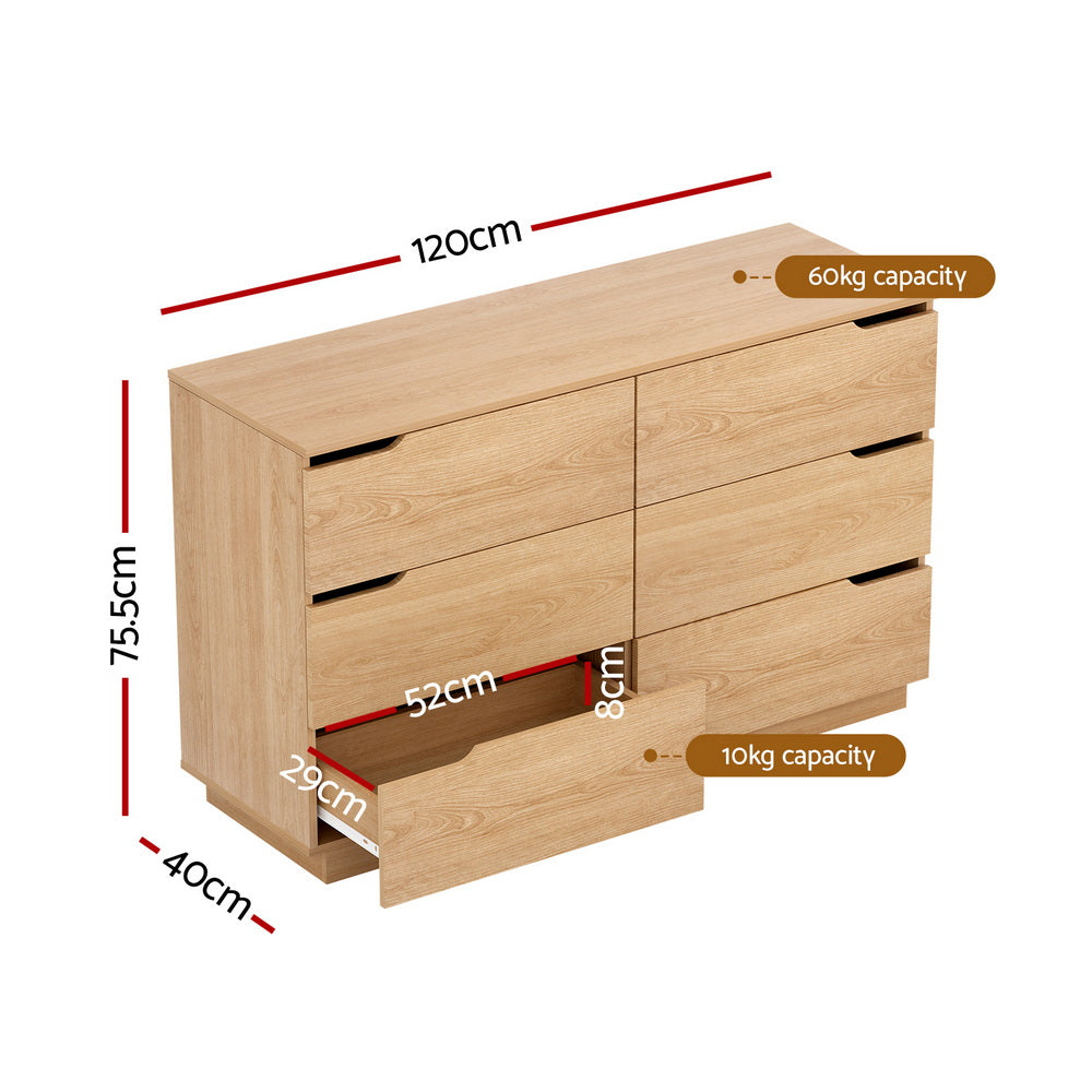 Artiss 6 Chest of Drawers Dresser Table Pine-2