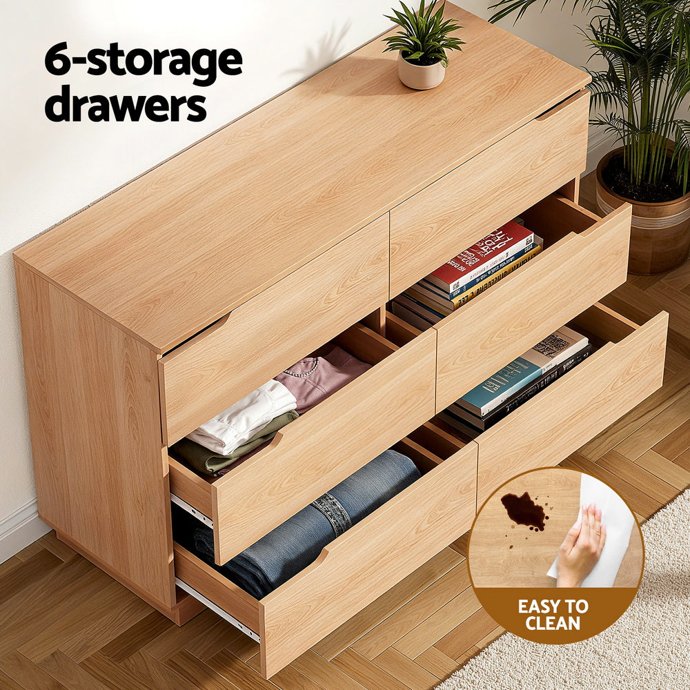 Artiss 6 Chest of Drawers Dresser Table Pine-4