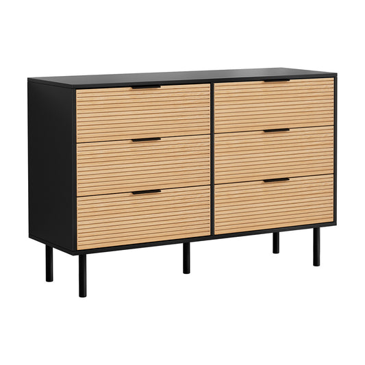 Artiss 6 Chest of Drawers Dresser Table Black&Pine-0