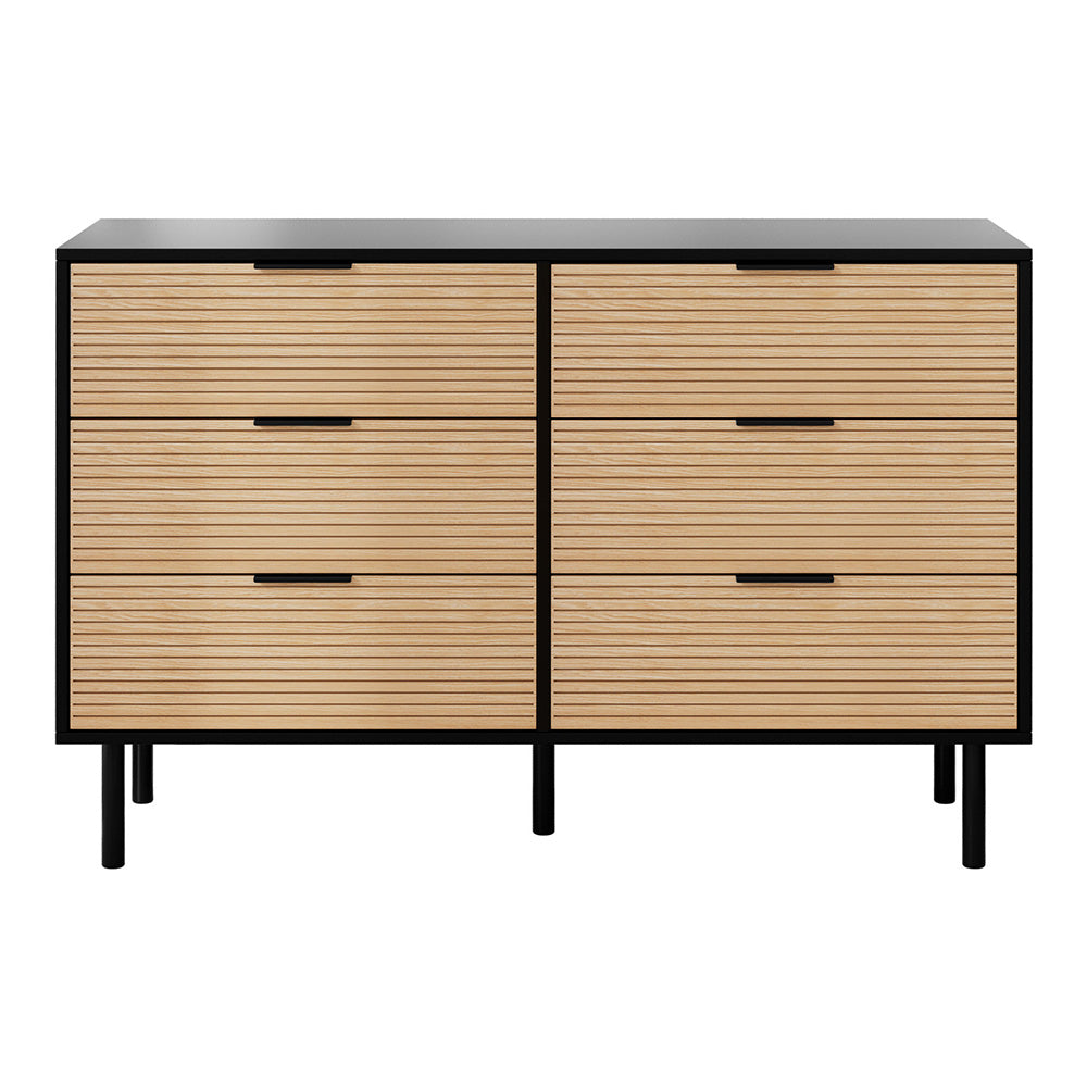 Artiss 6 Chest of Drawers Dresser Table Black&Pine-3