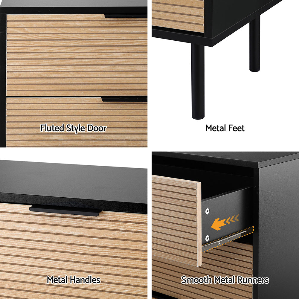 Artiss 6 Chest of Drawers Dresser Table Black&Pine-6